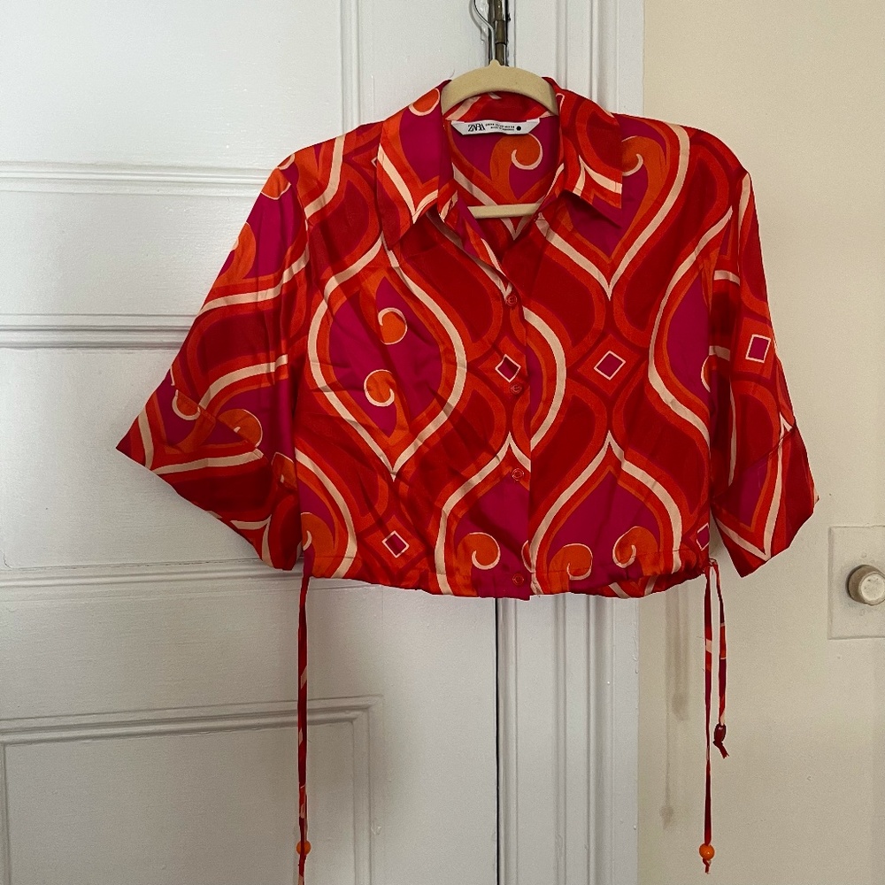 Pink and Orange Psychedelic Print Top